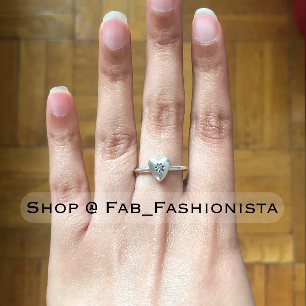 Kendra Scott Sterling Silver Diamond Heart Ring